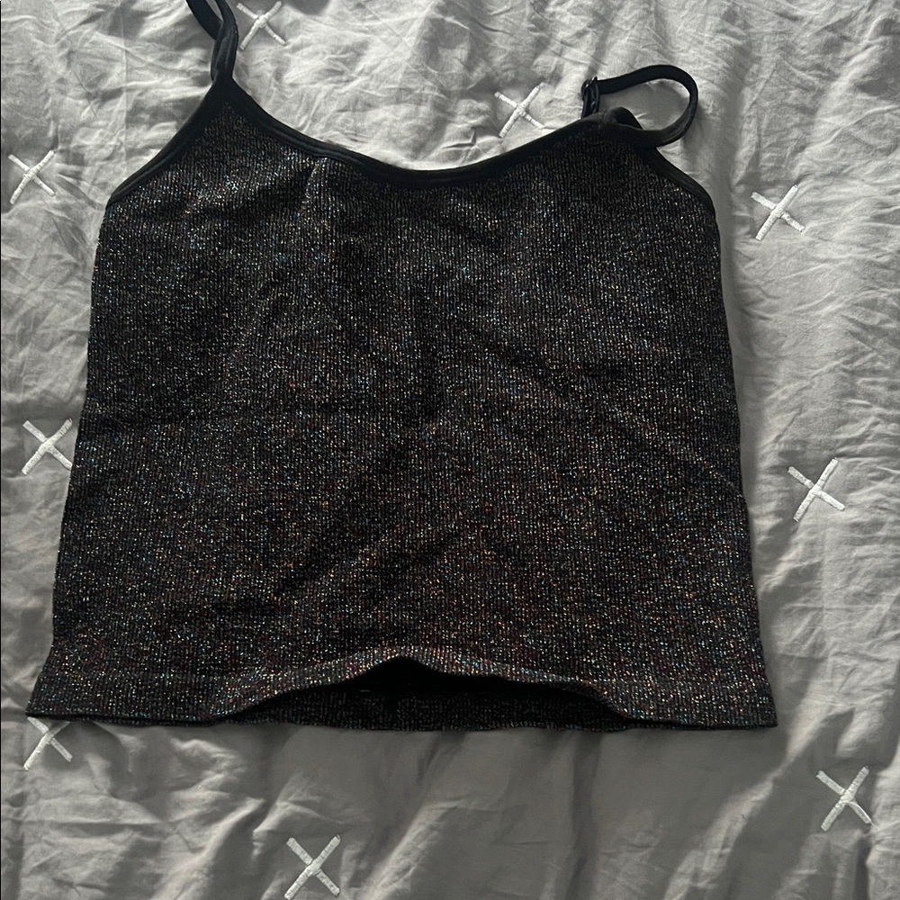 Elegant Black Glitter Women's Top